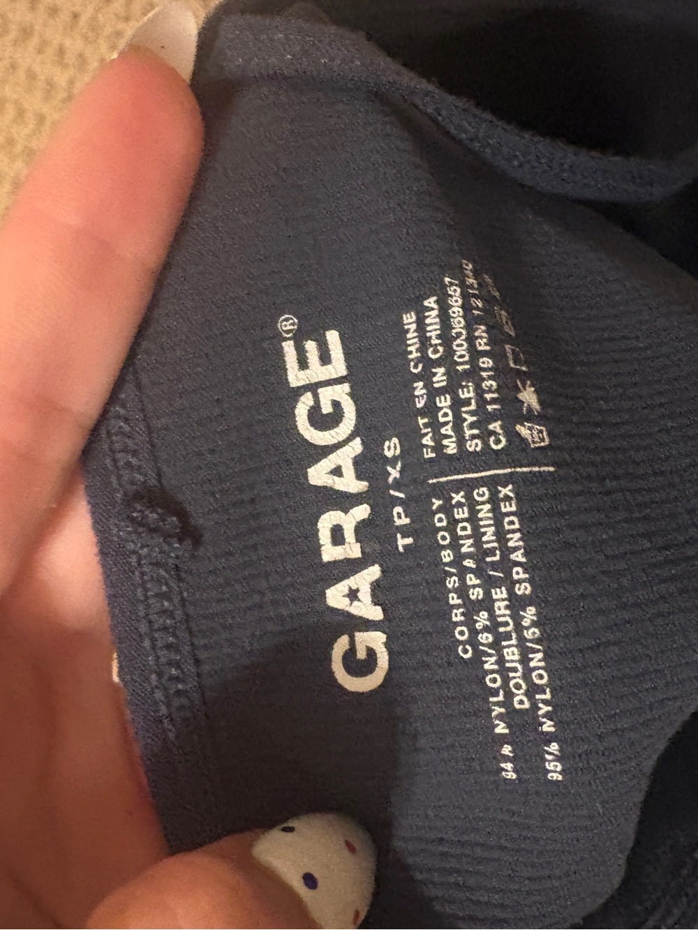 Garage Navy Blue Ribbed Crop Tank - Picture 3 of 3